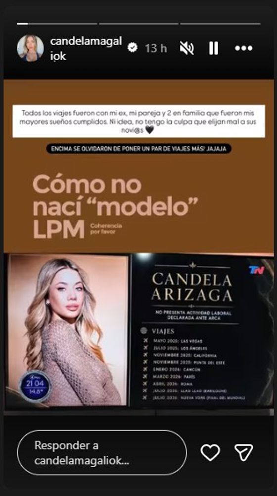 Candela Arizaga reapareció y lanzó frases polémicas en redes sociales