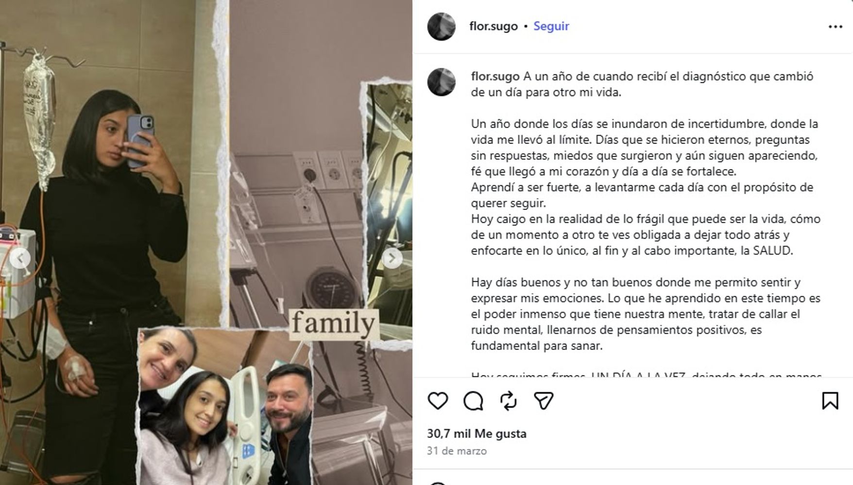 El último posteo de Flor Sugo