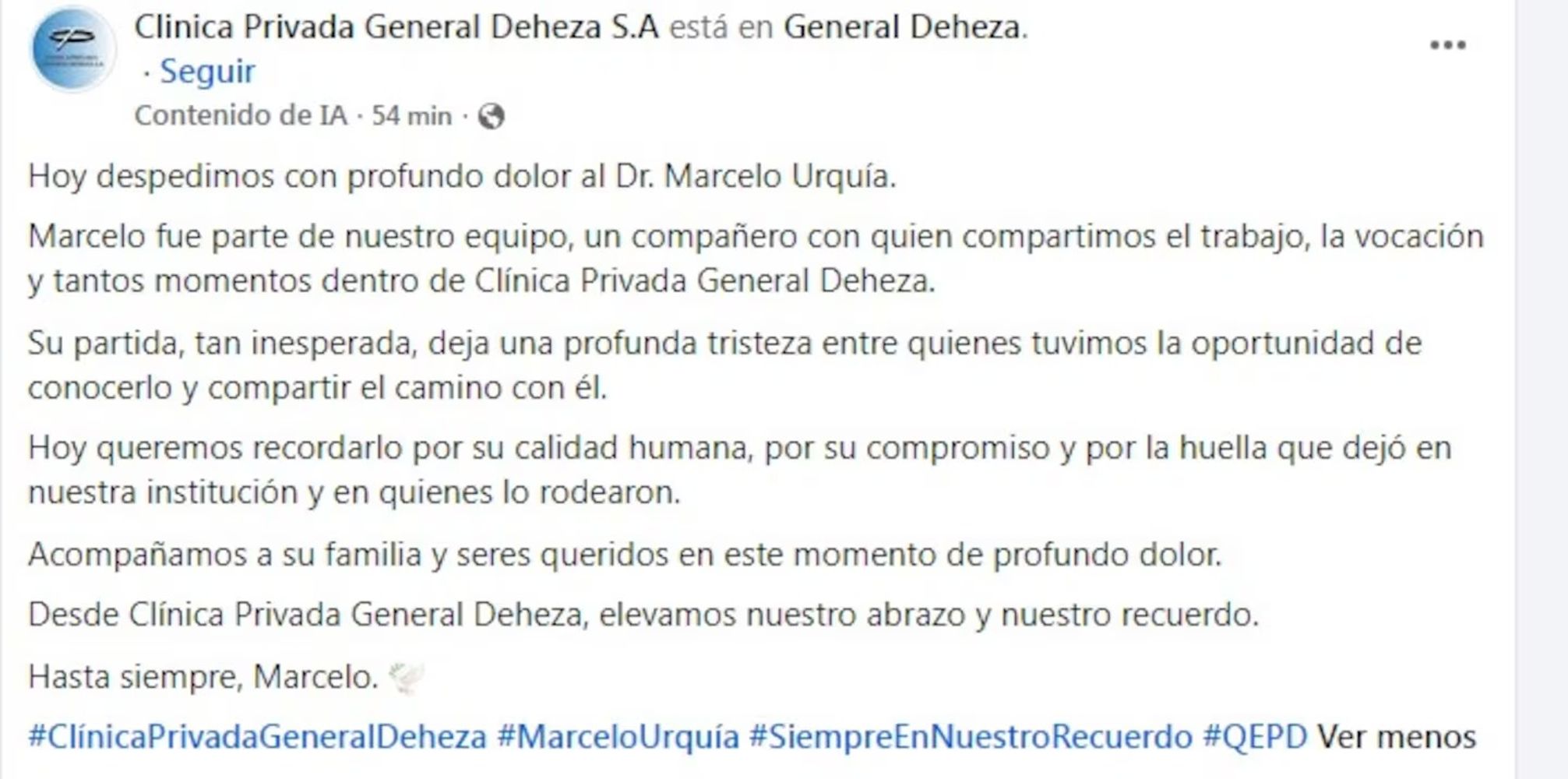 Las despedidas para el reconocido médico.