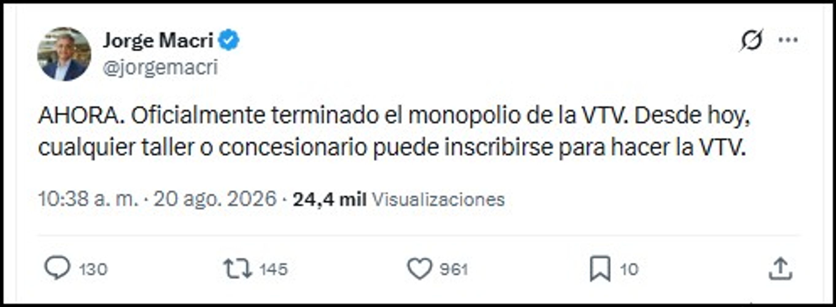 Jorge Macri sobre la VTV