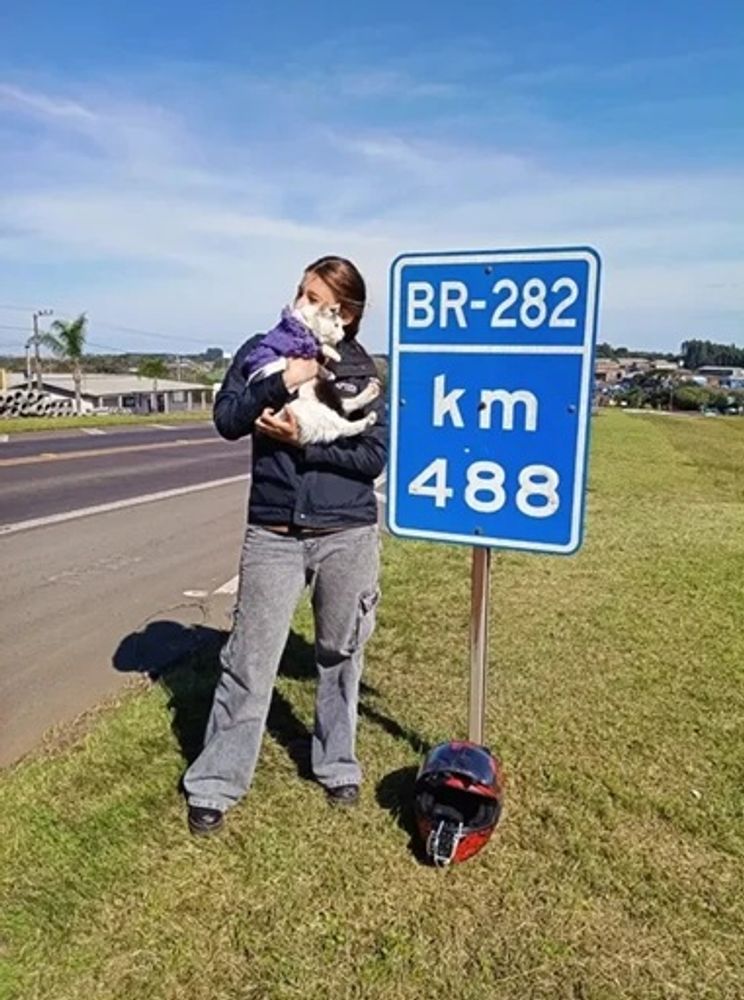 Una misionera recorre Brasil en moto junto a su gata y sueña con continuar la travesía por Sudamérica.