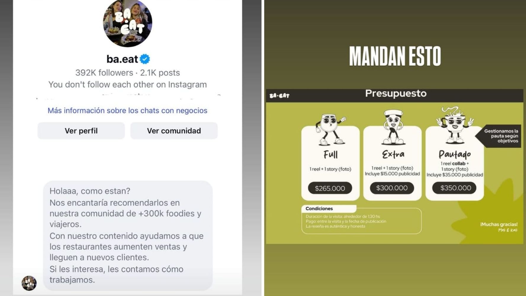 El caso de BA.EAT incluye tres paquetes.