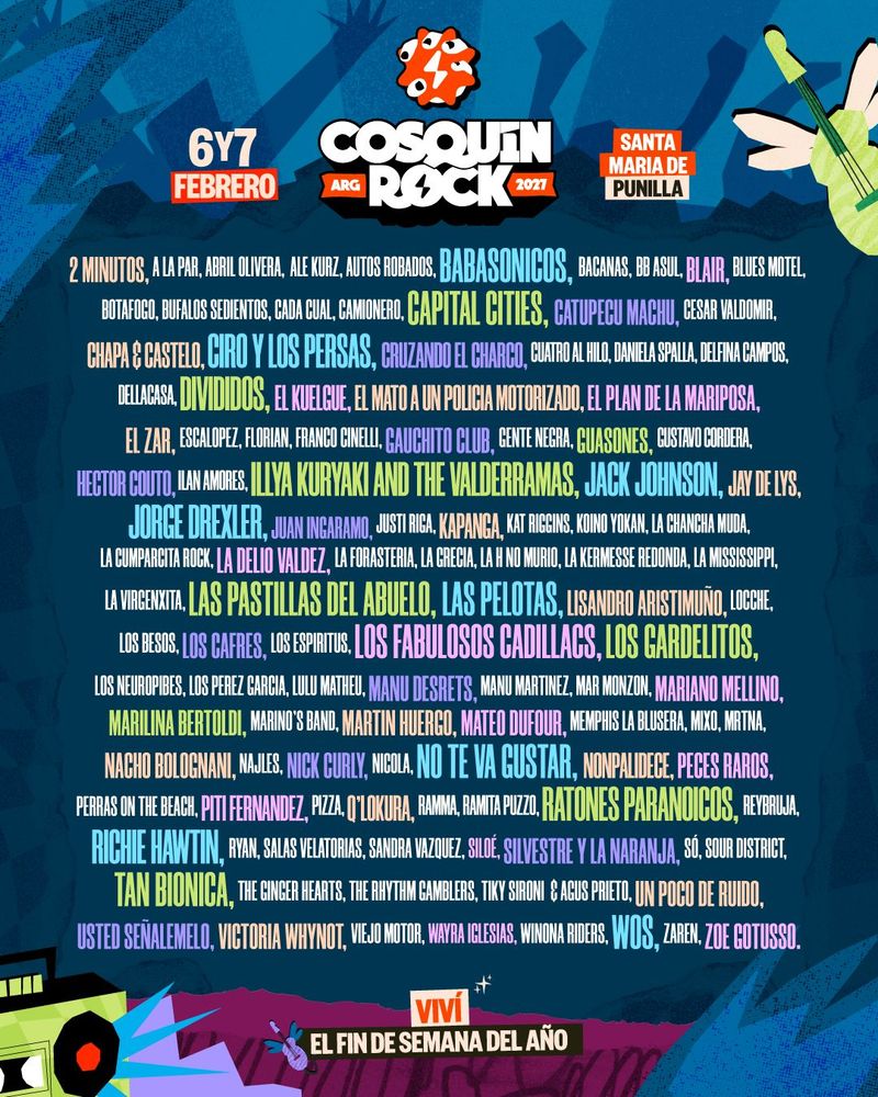 Cosquín Rock 2027 reveló su grilla completa: las grandes sorpresas y figuras internacionales de la nueva edición