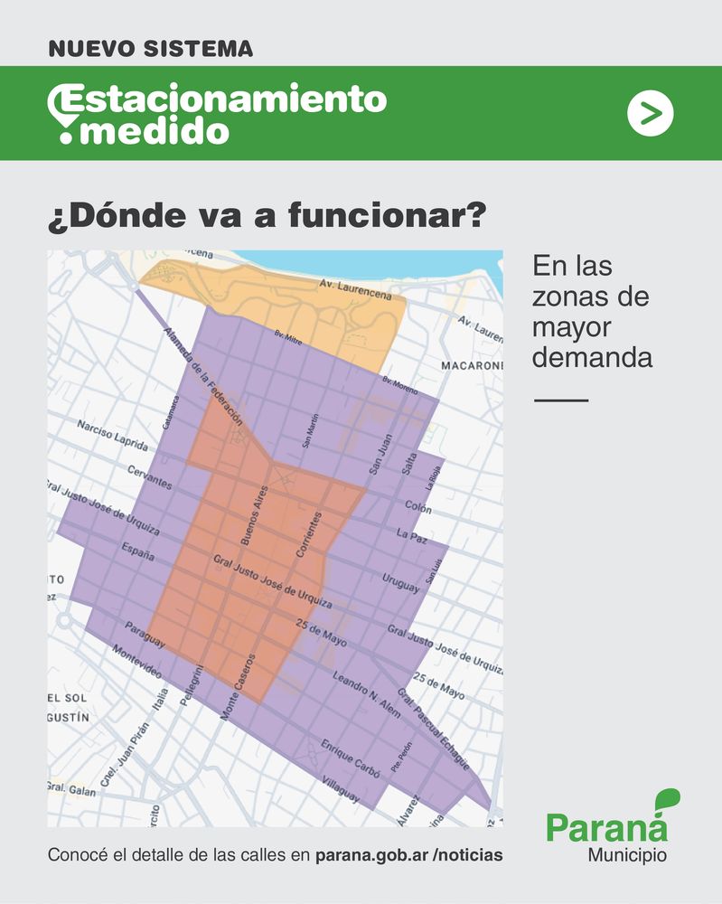 Paraná adjudicó el nuevo Sistema de Estacionamiento Medido: cómo funcionará y qué cambios se vienen.