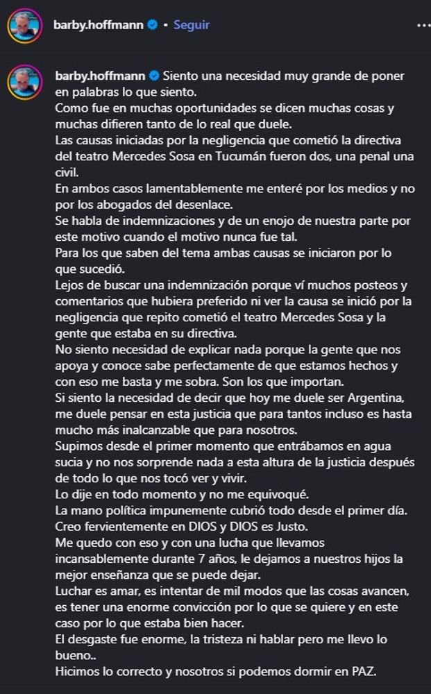 La hija de Sergio Denis hizo su descargo en redes.
