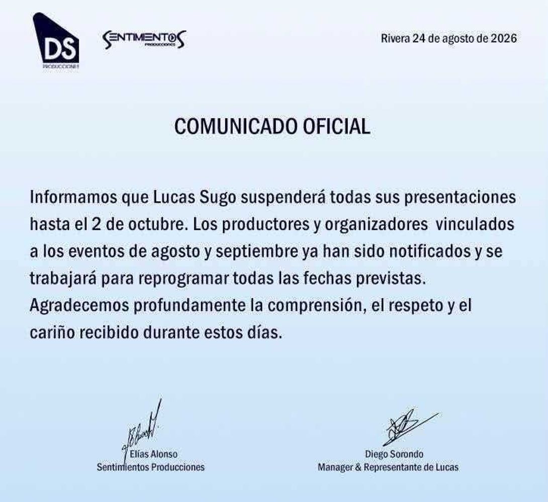 El anuncio de Lucas Sugo