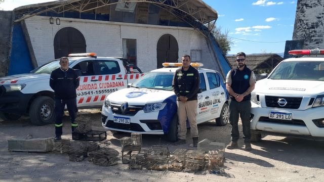 El operativo permitió rescatar aves silvestres y secuestrar numerosas jaulas utilizadas para mantenerlas en cautiverio.