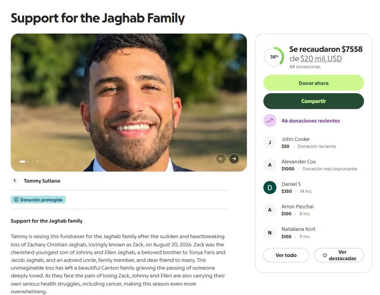 La familia creó una campaña de GoFundMe para afrontar los gastos del funeral y el entierro.