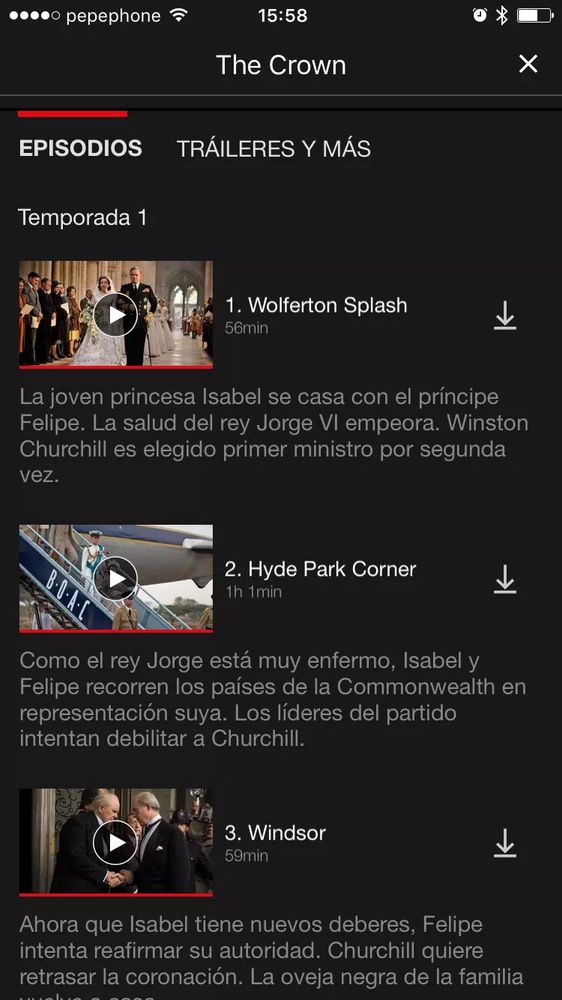 Descargas en Netflix.