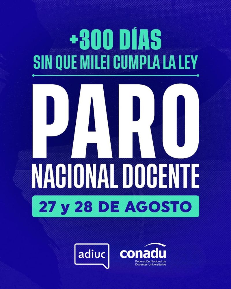 Adiuc anticipó su adherencia al paro docente para este 27 y 28 de agosto.