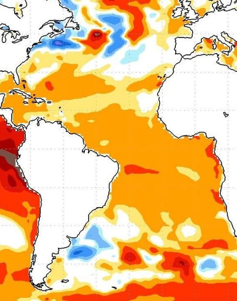 Mapa de proyección temperaturas y humedad octubre/diciembre 2026 publicado por el NOAA.