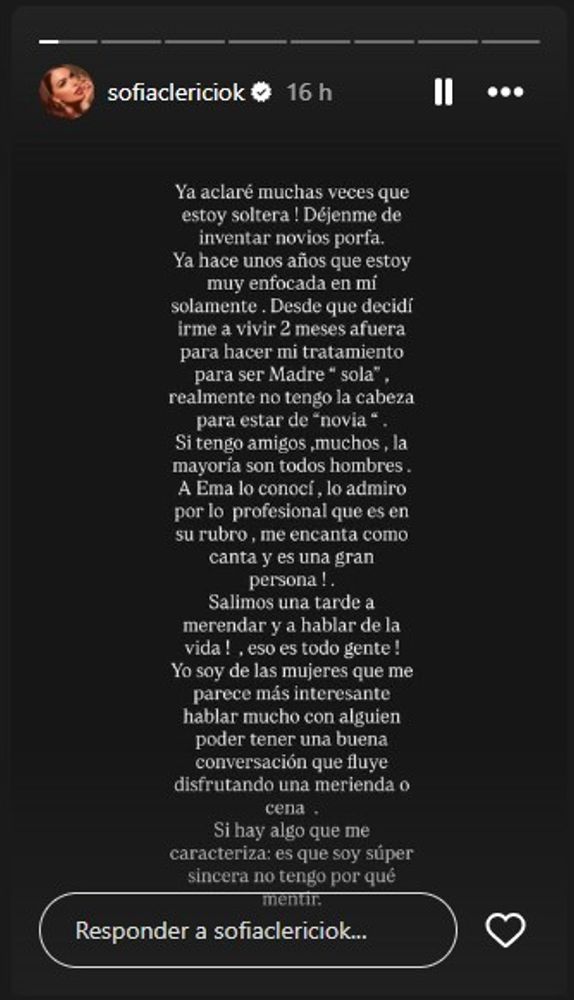 Qué dijo Sofía Clérici sobre su romance de Emanuel Noir