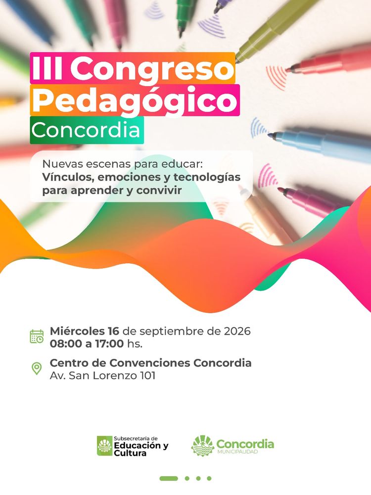 Concordia será sede del III Congreso Pedagógico: inteligencia artificial, bullying, ludopatía y nuevos desafíos educativos.