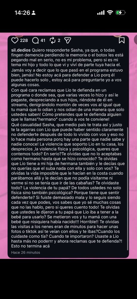 La polémica entre Sasha y Lionel Ferro