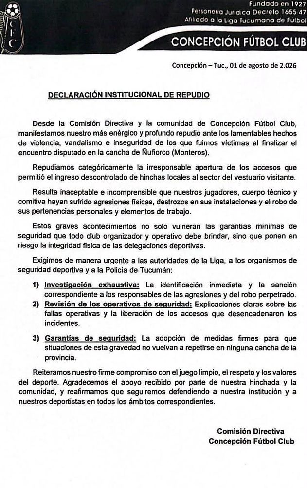 La Comisión Directiva del club calificó como "inaceptable e incomprensible" el ingreso de hinchas al vestuario visitante.