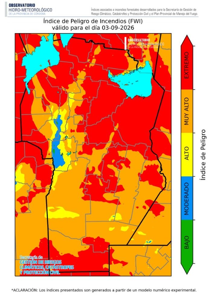 Riesgo extremo de incendios para este jueves 3 de septiembre.