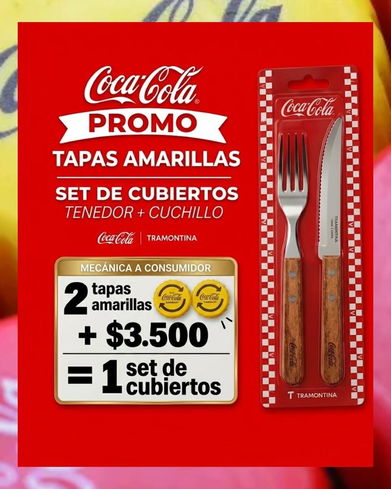 Coca-Cola lanzó una nueva promo con tapas amarillas: cómo conseguir un set de cubiertos Tramontina
