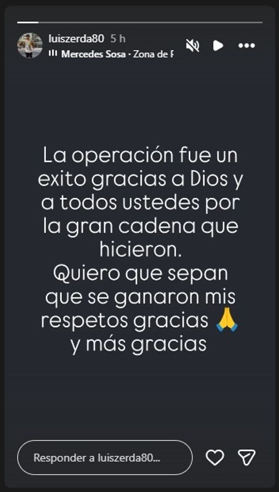 Noelia, la esposa de Luisito Zerda, fue operada