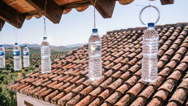 Para qué colgar botellas con agua del techo.