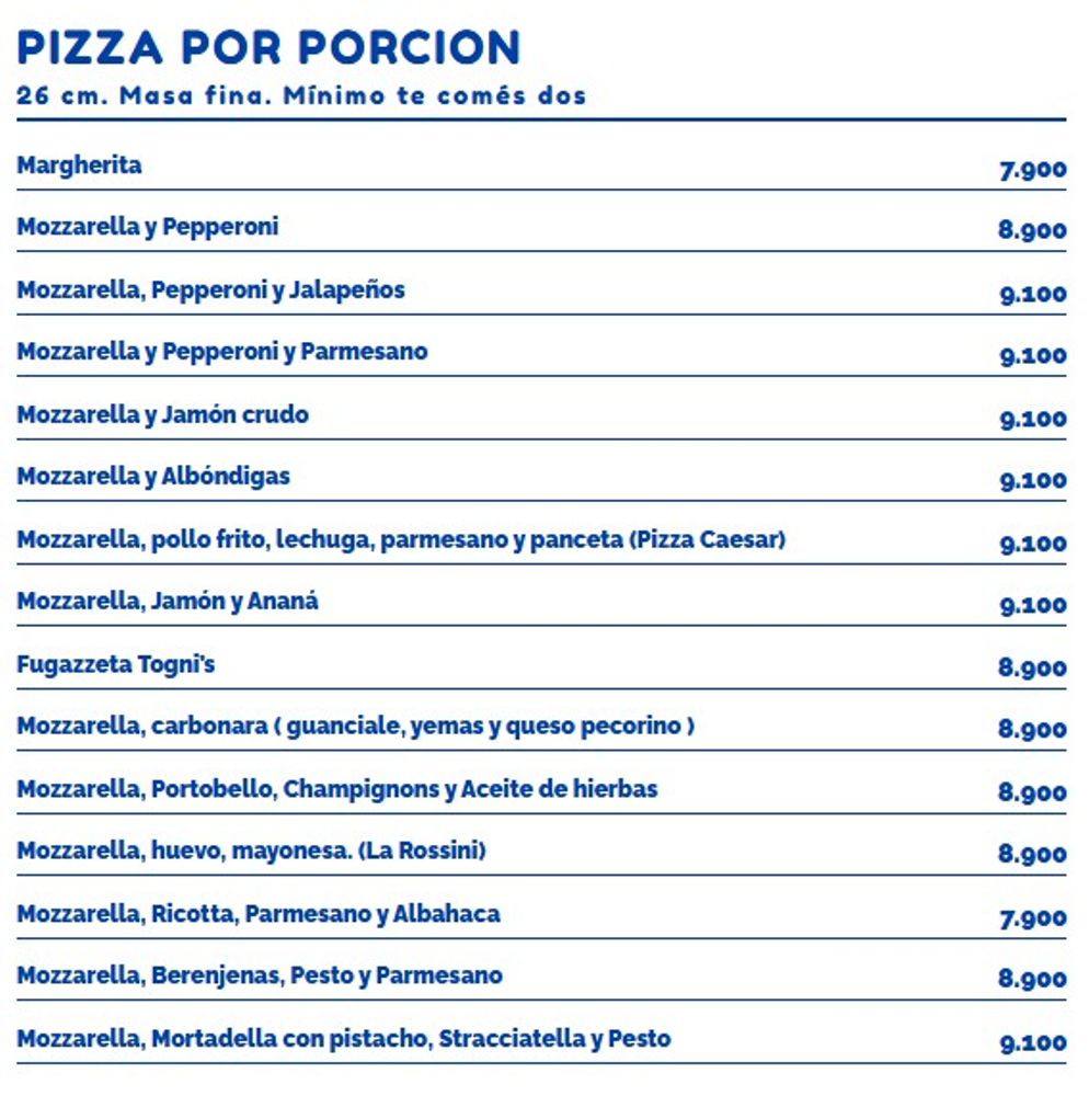 Cuánto cuesta comer en Togni's Pizza, la pizzería consagrada como la mejor de Buenos Aires: los precios del menú