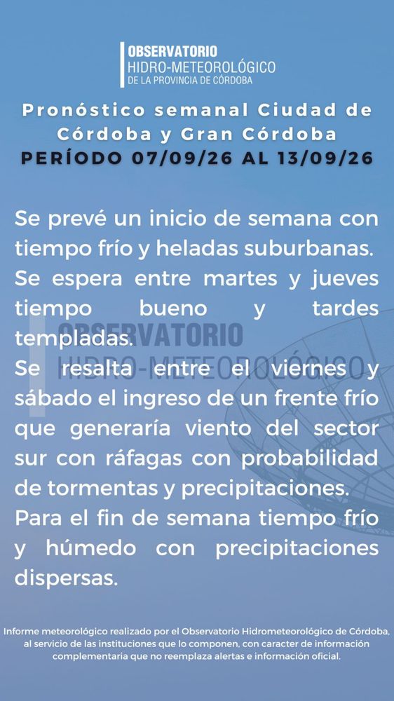 El informe del OHMC para el resto de la semana.