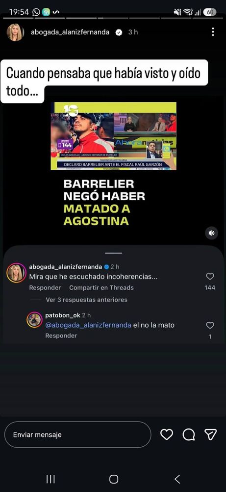 Los comentarios de Pato Bon en Instagram.