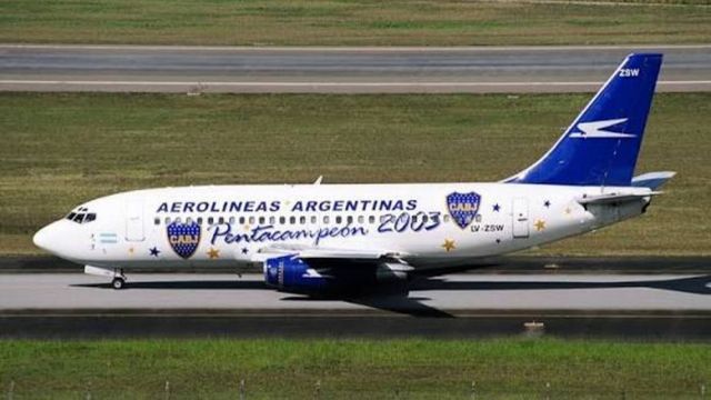 El avión con el que viajó Boca a Japón en 2003.