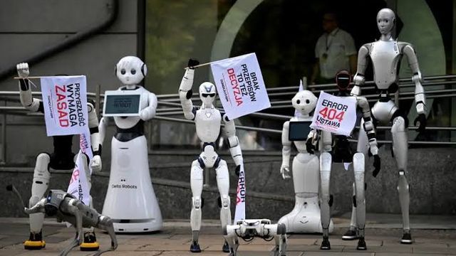 Los robots se manifestaron contra la inteligencia artificial.