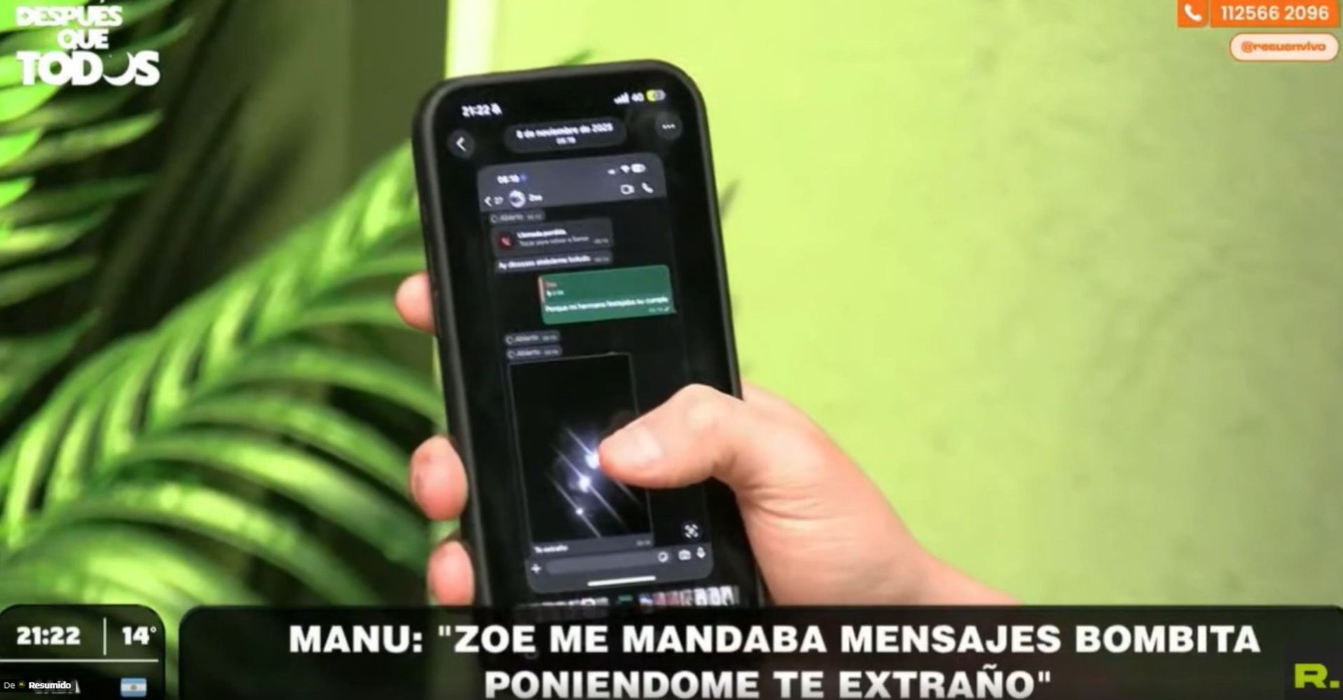 Manu mostró los mensajes de Zoe