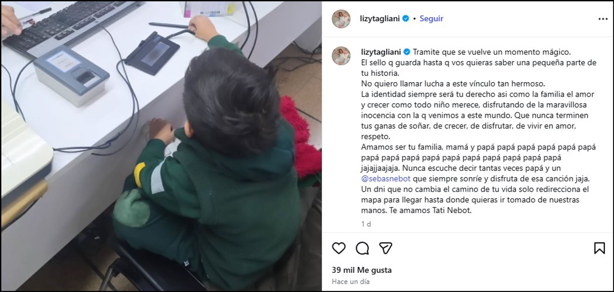 La emoción de Lizy Tagliani por el importante paso que dio su hijo Tati: “La identidad siempre será tu derecho”