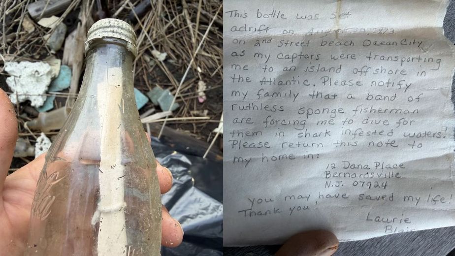 Encontró una botella con una carta escrita en 1973 y descubrió una increíble historia familiar