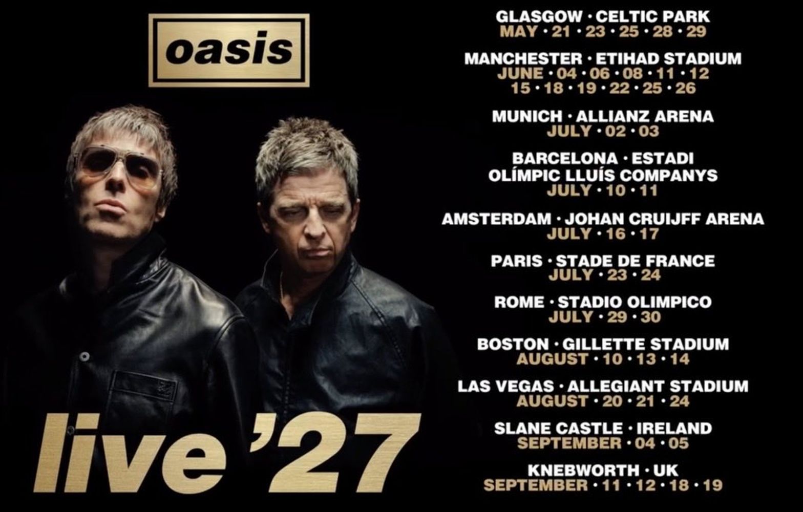 Oasis anunció su gira mundial Live '27: ¿cuándo vuelven a la Argentina?
