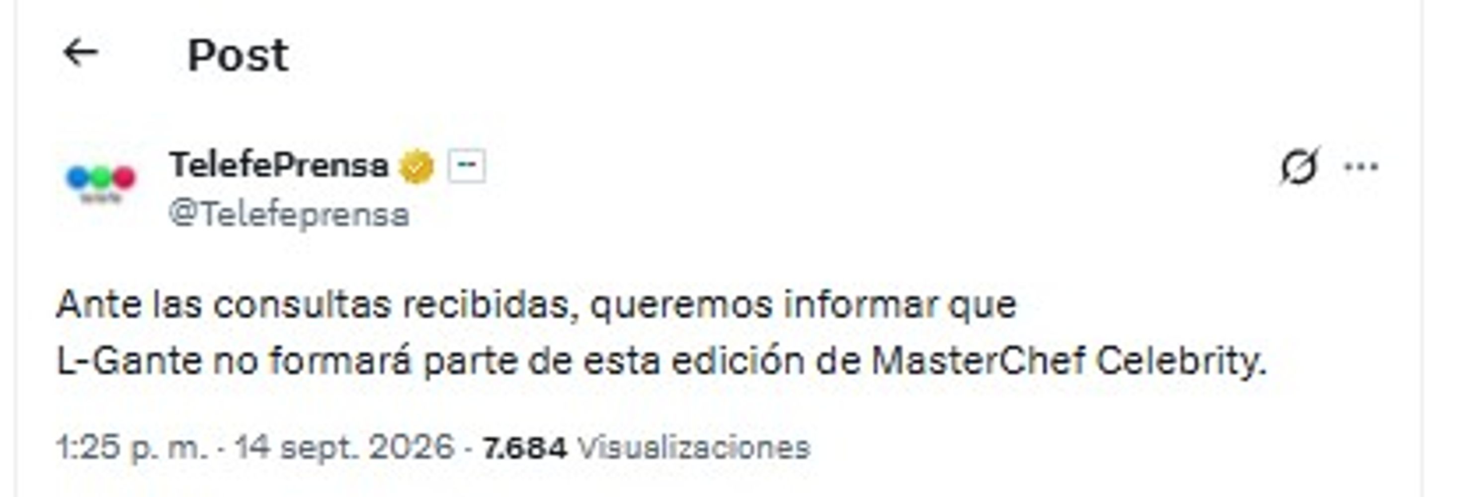 L-Gante afuera de MasterChef