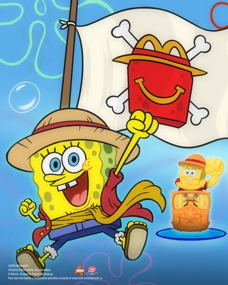 McDonald's lanzó una Cajita Feliz de Bob Esponja x One Piece: cómo son los juguetes y cuánto cuesta cada combo