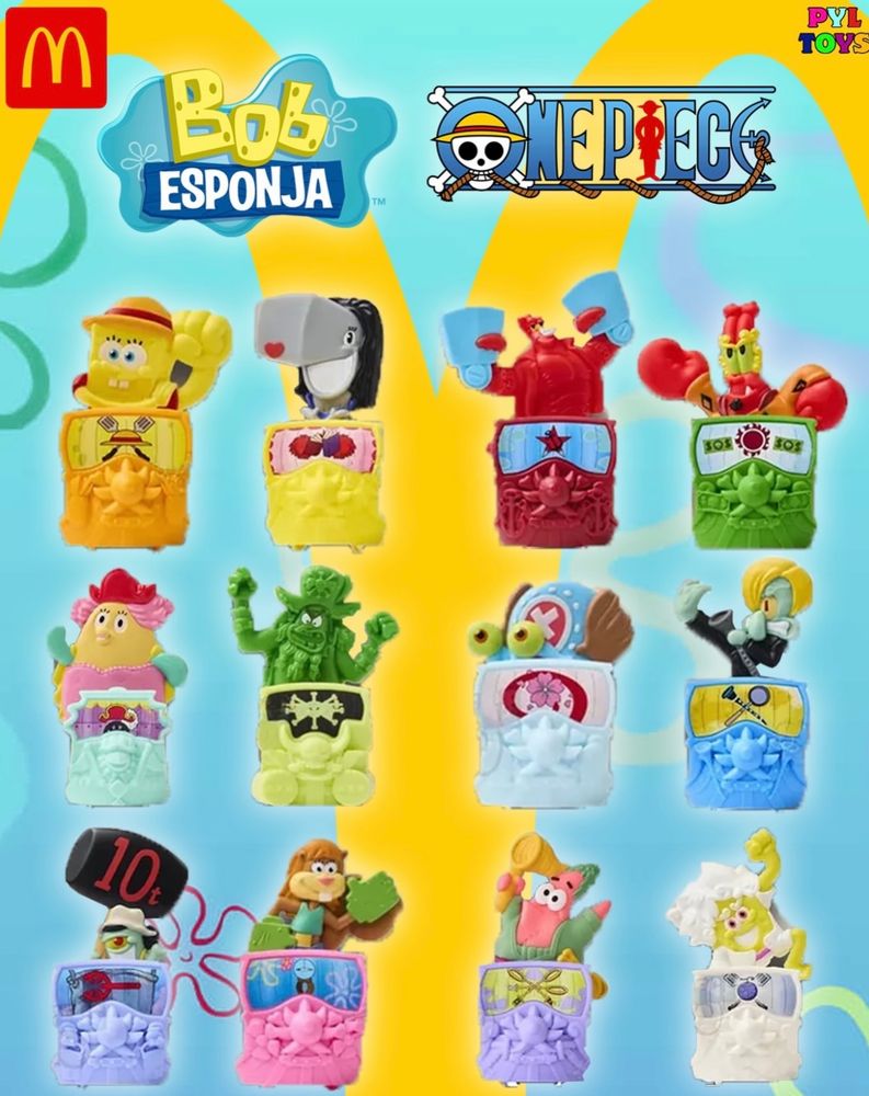McDonald's lanzó una Cajita Feliz de Bob Esponja x One Piece: cómo son los juguetes y cuánto cuesta cada combo