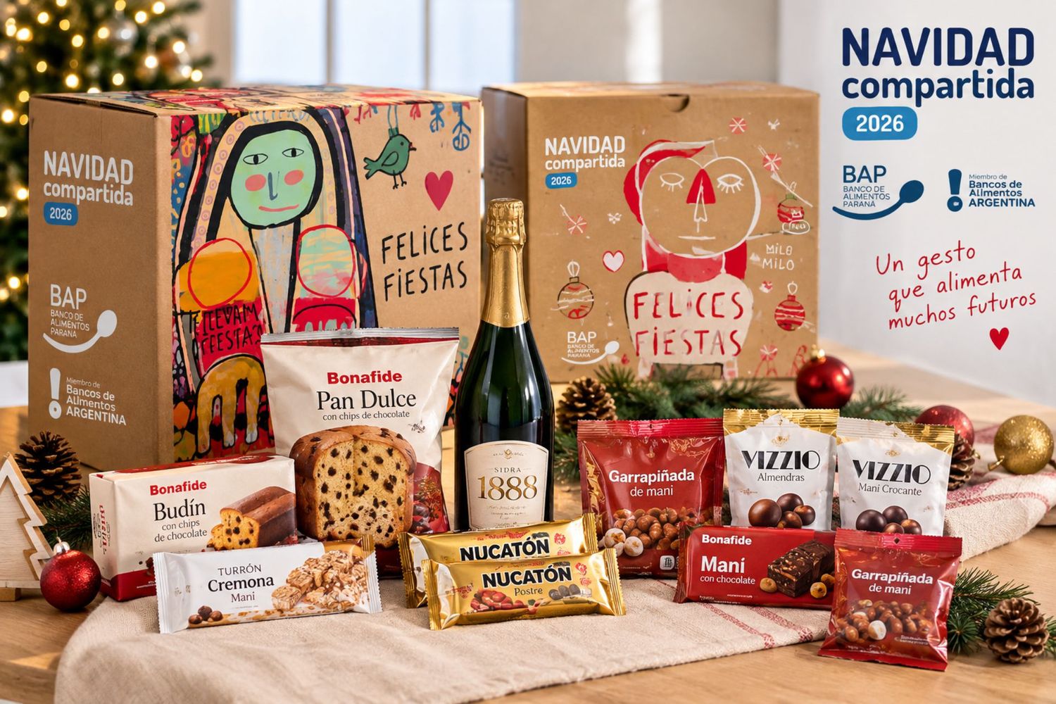 Navidad Compartida 2026: cada caja navideña ayudará a generar 50 platos de comida.