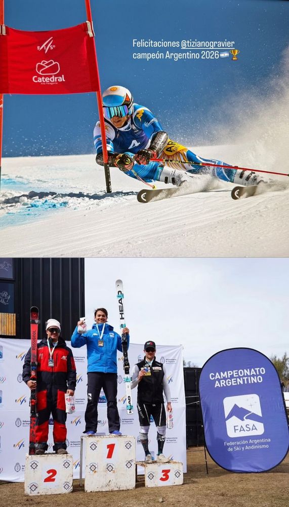 Tiziano Gravier, campeón de un torneo de Slalom gigante en Perito Moreno