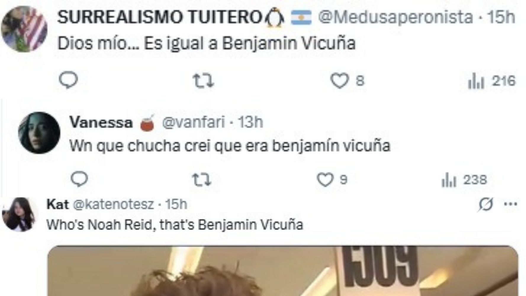 Noah Reid volvió a llamar la atención en redes por su parecido con Benjamín Vicuña.