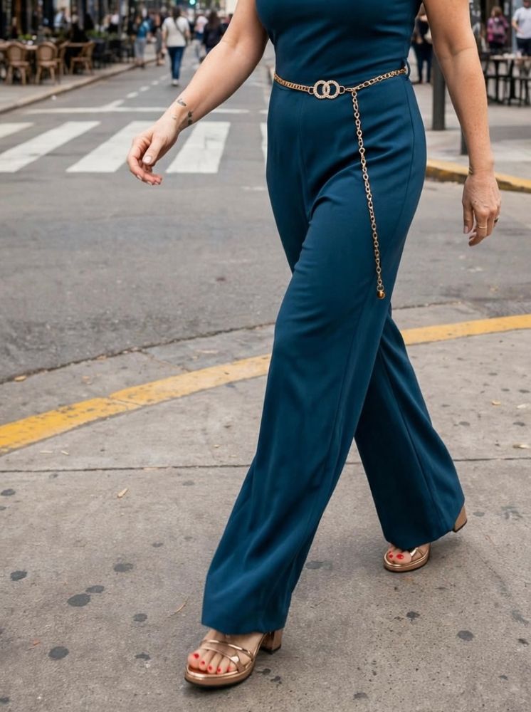A sus 58 años, Viviana Saccone deslumbró con look monocromático color azul petróleo y marcó tendencia