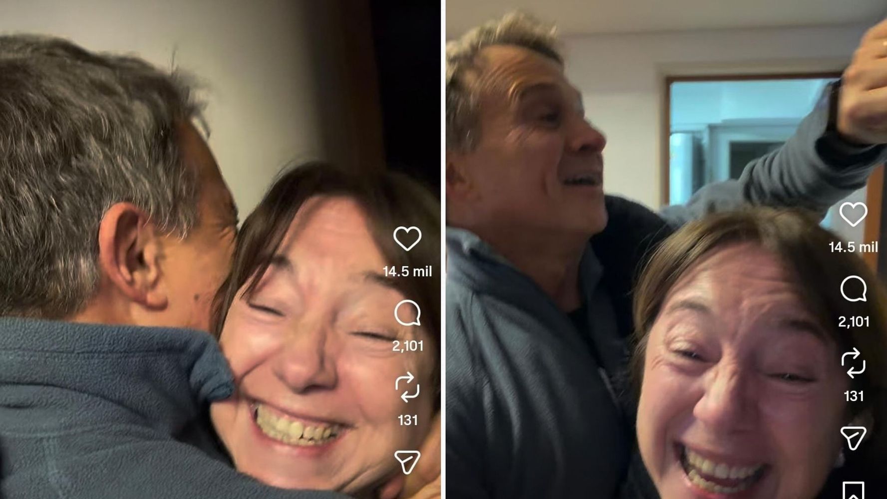 La emoción de Sergio Lapegüe y su esposa.