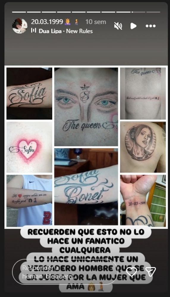 Los tataujes de Hernán Bloquero, el "fan" de La Reini