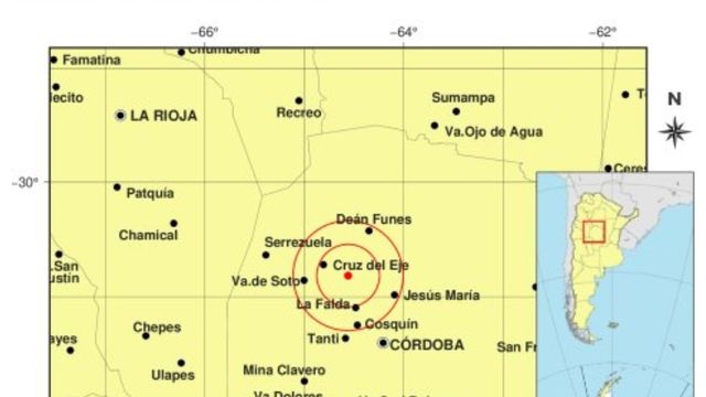 Desde el INPRES precisaron además que el epicentro se ubicó a 48 kilómetros al sudoeste de Deán Funes y a 74 kilómetros al noroeste de la ciudad de Córdoba.