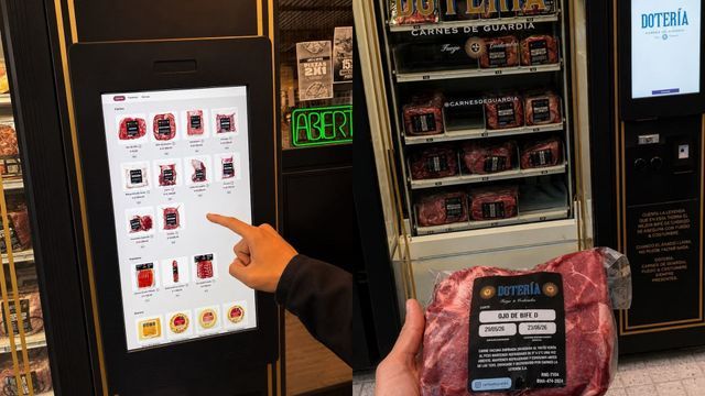 Máquina expendedora de carne en Córdoba.