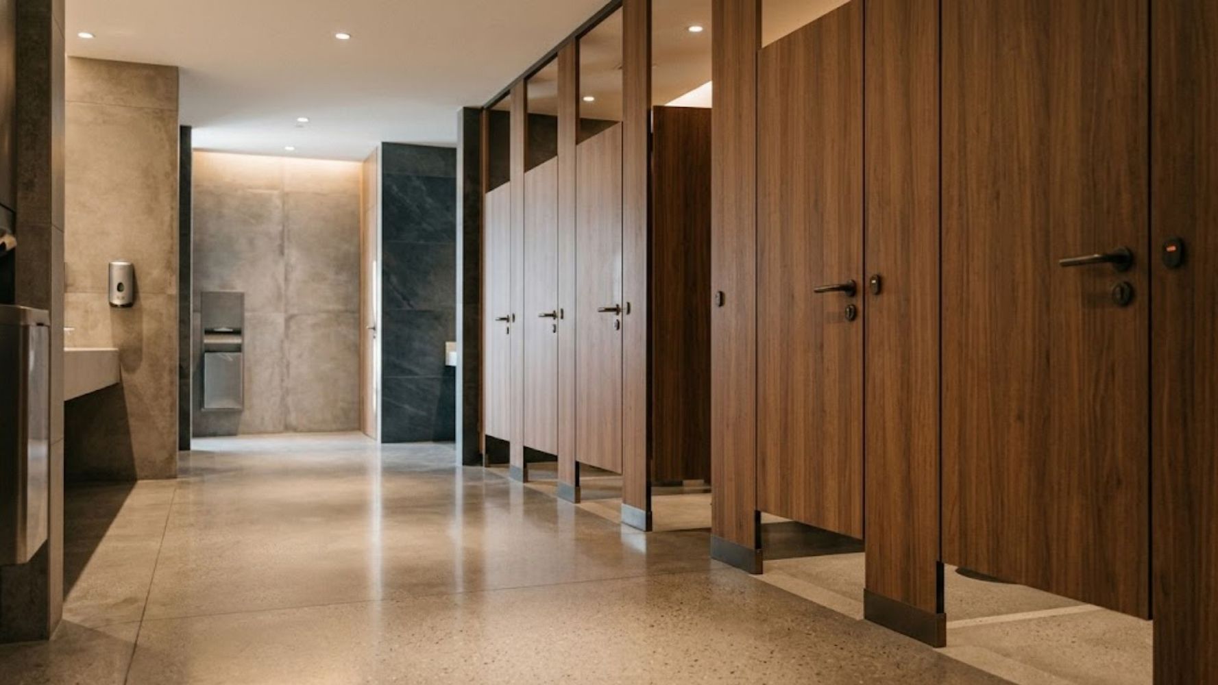 Por qué las puertas en los baños públicos no tocan el piso.