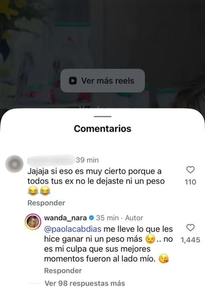 La respuesta de Wanda Nara a un comentario de un seguidor