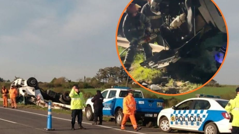 Volcó un camión en la RN 14 y su conductor quedó atrapado en la cabina