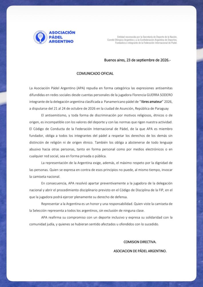 El comunicado de APA.