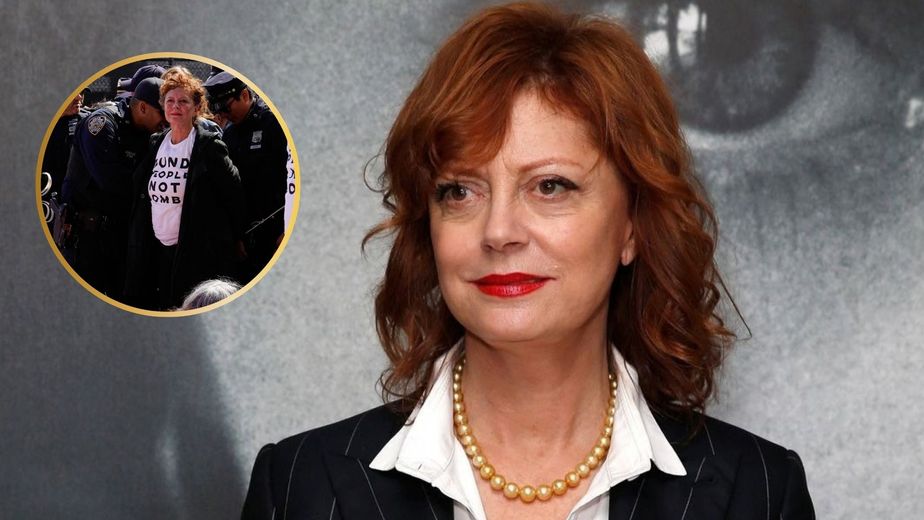 Susan Sarandon participó de una protesta frente a la sede de las Naciones Unidas en Nueva York.