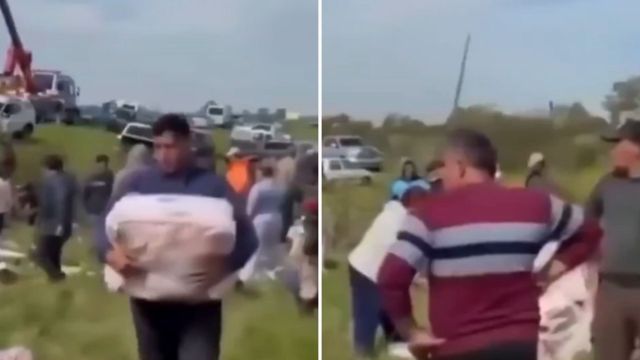 Volcó un camión de pollos congelados.
