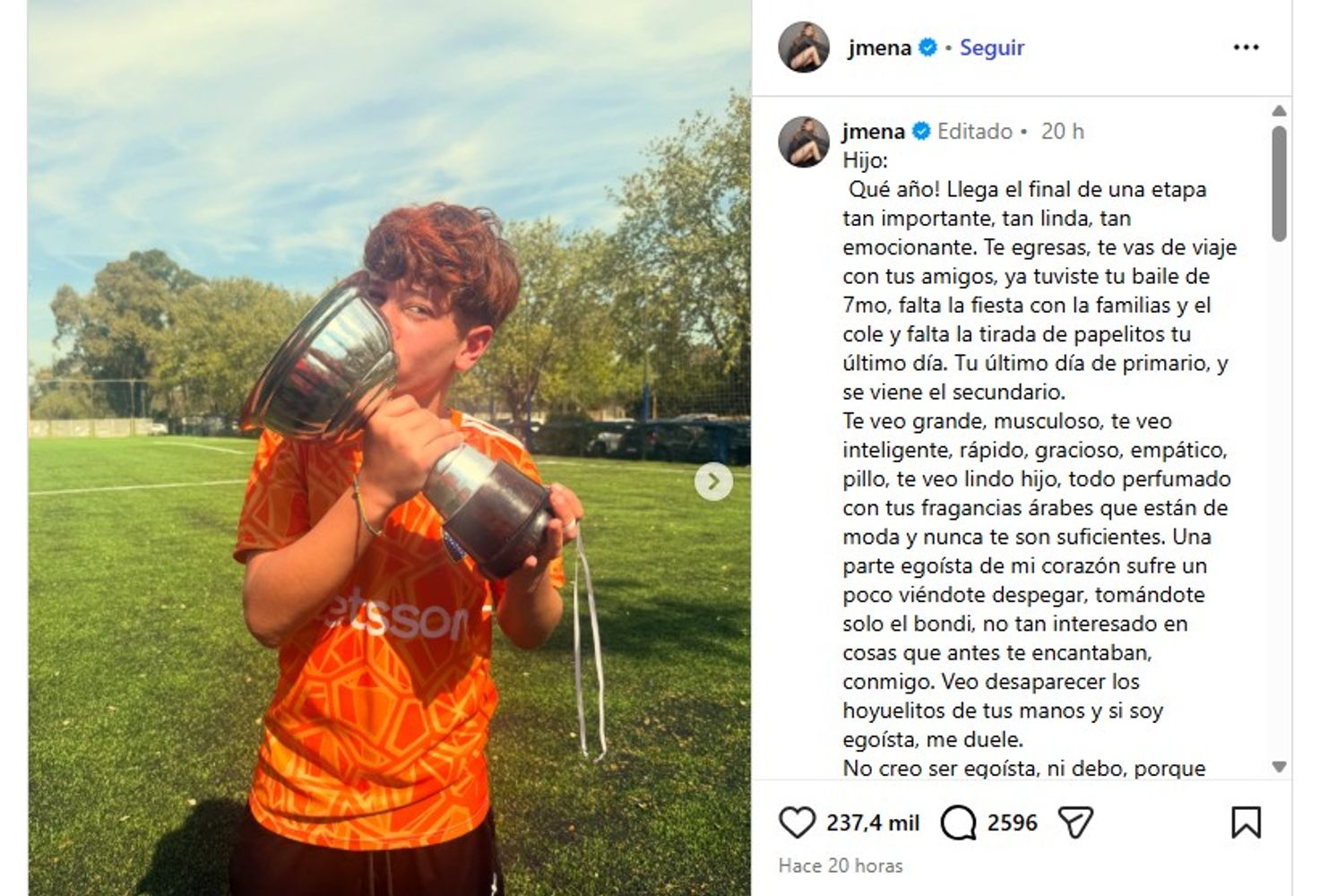 El emotivo mensaje de Jimena Barón.